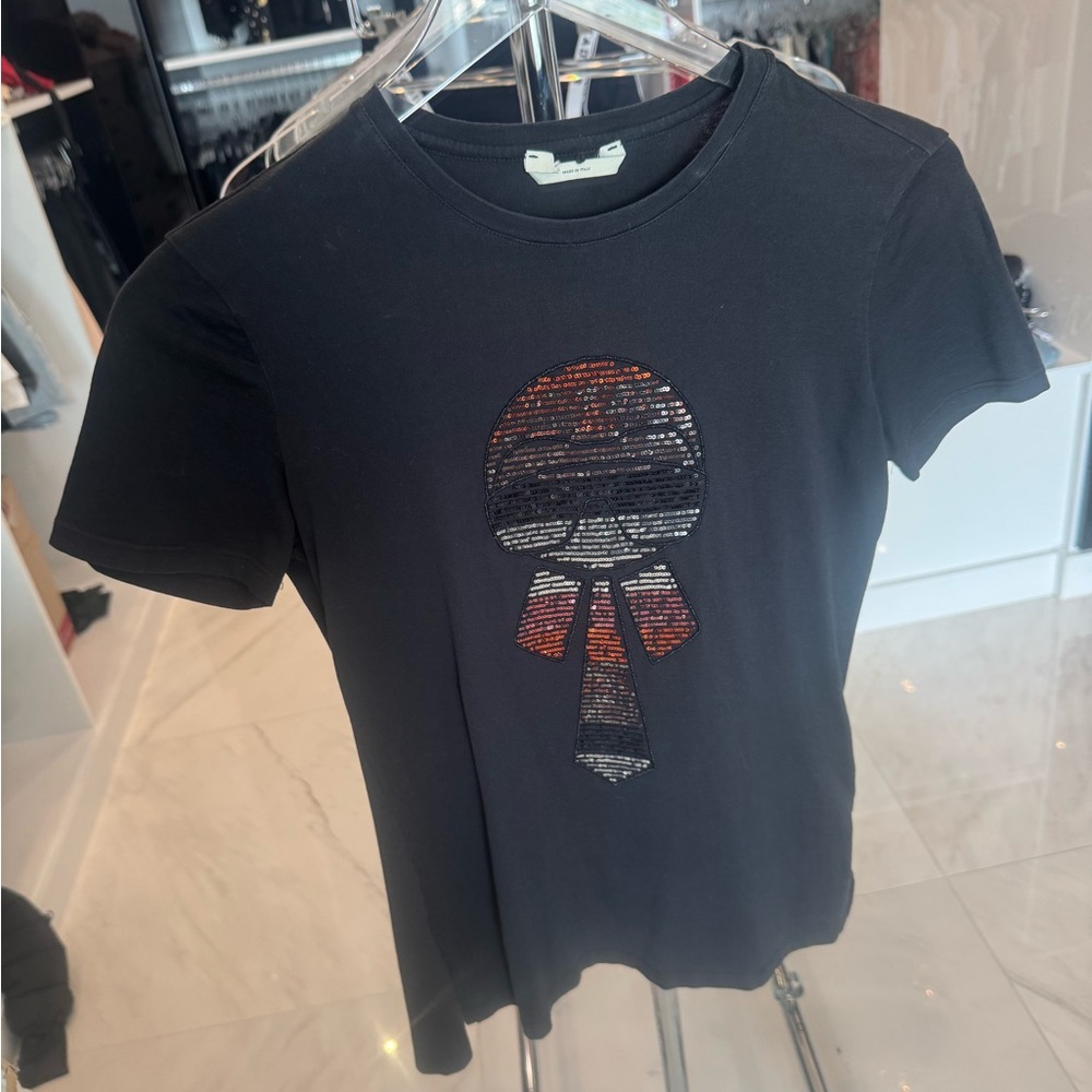 Fendi Karl black tshirt with sequin Karl logo